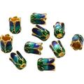 10pcs Flower Bead Caps Enamel Petal Bead End Bell Caps Alloy Spacer Loose Beads for Bracelet Necklace Earrings Jewelry Making