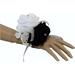 Wrist Corsage-Beautiful Handmade Wrist Corsage Keepsake Artificial Roses 40+Colors (White/Black)