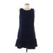 J.Crew Casual Dress - DropWaist Scoop Neck Sleeveless: Blue Solid Dresses - Women's Size 8 Petite