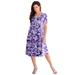 Plus Size Women's Ultrasmooth® Fabric V-Neck Swing Dress by Roaman's in Midnight Violet Paisley (Size 18/20)