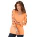 Plus Size Women's Lattice-Sleeve Ultimate Tee by Roaman's in Orange Melon (Size 30/32) Shirt