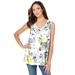 Plus Size Women's Graphic Travel Tank by Roaman's in Yellow Floral (Size 14/16)