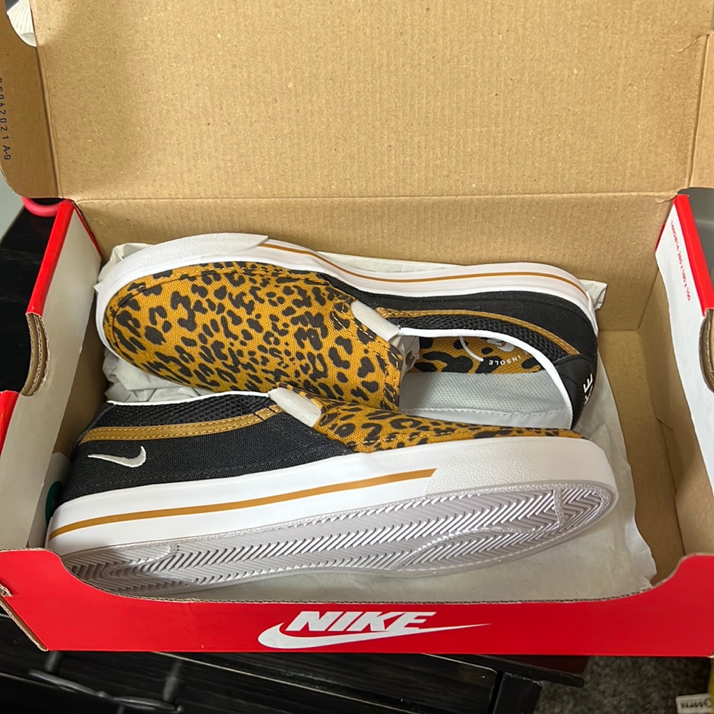 Nike Shoes | Brand New Never Worn Nike Cheetah Print Nike Court Legacy Slp Size 6 | Color: Black/Orange | Size: 6