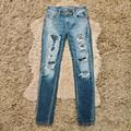 American Eagle Outfitters Jeans | American Eagle Sz 0 Women's Juniors Distressed Mid Rise Jeggings Jeans | Color: Blue | Size: 0j
