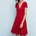 Anthropologie Dresses | Anthropologie Dress Maeve Red Lincoln Center Dress V Neck Short Sleeve Sz M Euc | Color: Red | Size: M