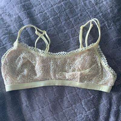 Victoria's Secret Intimates & Sleepwear | Victorias Secrets Yellow Lace Bralette Bra Double Strap Soft Size Small Petite | Color: Cream/Yellow | Size: S