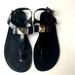 Michael Kors Shoes | Michael Kors Womens Black Aliza Bow Jelly Thong Sandals Gold Hardware Size 11 | Color: Black/Gold | Size: 11