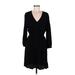 Old Navy Casual Dress V-Neck 3/4 sleeves: Black Print Dresses - Women's Size Medium