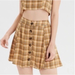 American Eagle Outfitters Skirts | American Eagle Xs Yellow Plaid Button High Rise Mini Skirt | Color: Yellow | Size: Xs