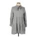 Zara Casual Dress - Mini Tie Neck 3/4 sleeves: Gray Dresses - Women's Size Large