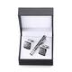 High-end tie clip, exquisitely carved cufflinks, Saxophone crystal cufflinks, tie clip, black square box set (metallic color: 5) ()