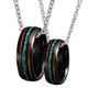 Gualiy Tungsten Steel Necklace and Pendant, His and Hers Necklaces for Couples 8mm Black Ring Inlay Opal and Wood Necklaces Women L 1/2 + Men X 1/2