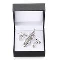 High-end tie clip, exquisitely carved cufflinks, Saxophone crystal cufflinks, tie clip, black square box set (metallic color: 5) ()