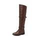 Boots for Women Ankle Booties High Heel Toe Women Boots Knee-High Solid Round Boots Slip-On Shoes High Heel Women's Boots Knee High Platform Boots for Women Wide Calf (Color : Brown, Size : 5.5 UK)