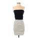 Lewis Cho Casual Dress - Bodycon Strapless Sleeveless: Ivory Color Block Dresses - Women's Size Small