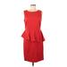 Ann Taylor LOFT Outlet Casual Dress Scoop Neck Sleeveless: Red Print Dresses - Women's Size 8