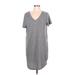 Gap Casual Dress - Shift V-Neck Short sleeves: Gray Marled Dresses - Women's Size Large