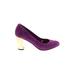 Dolce Vita Heels: Pumps Chunky Heel Classic Purple Print Shoes - Women's Size 8 1/2 - Round Toe