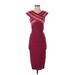 Herve Leger Casual Dress - Midi: Red Print Dresses - Women's Size Medium