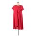 Adrianna Papell Casual Dress - Shift Crew Neck Short sleeves: Red Solid Dresses - Women's Size 6