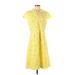 Talbots Casual Dress: Yellow Jacquard Dresses - Women's Size 0