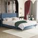 Ivy Bronx Amanah Corduroy Elegance Tufted Queen Platform Bed w/ Legs, Sturdy, No Box Spring Required Upholstered/Corduroy in Blue | Wayfair