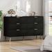 Mercer41 Vinuki 6 - Drawer Dresser Wood in Black | 29.5 H x 47.2 W x 15.7 D in | Wayfair D4BA3818884A4347B256F3FFCEF9124E