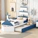 Sunside Sails Boat-Shaped Platform Bed w/ Twin size Trundle, Twin Bed w/ Storage for Bedroom Wood in Blue | 53.99 H x 42.29 W x 91.66 D in | Wayfair