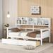 Red Barrel Studio® Comfortable bed w/ Bedside Shelves & Two Drawers Wood in White | 49.59 H x 41.89 W x 78.76 D in | Wayfair