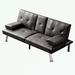 Ebern Designs Smiljana 66.1" Faux Leather Armless Sofa Faux Leather/Wood in Brown | 29.5 H x 66.1 W x 33 D in | Wayfair