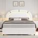 Willa Arlo™ Interiors Mazelina Led Bed, Platform Storage Bed w/ 2 Drawers, White Upholstered/Faux in White/Yellow | Wayfair