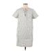 Madewell Casual Dress - Shift Tie Neck Short sleeves: Ivory Stripes Dresses - Women's Size Medium