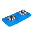 Gamelle double TIAKI avec tapis en silicone pour chien et chat - capacité : 2 x 540 mL, 14 cm de diamètre