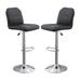 2PC Faux Leather Adjustable Bar Stool Chair with Chrome Base