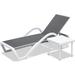 5 Adjustable Aluminum Textile Outdoor 1 Lounge Chair and 1 Plastic Table in Brown or Blue - N/A