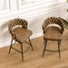 2PC Bar Chair Suede Woven Bar Stool,Barstools,360 Swivel Bar Stools with legs and Footrest