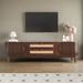 Rattan TV Stand for TVs up to 75"Modern Farmhouse Media Console,Entertainment Center with Solid Wood Legs