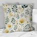 Designart "Minimalist Green & Yellow Floral Charm Botanics II" Floral Printed Throw Pillow