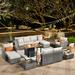 HOOOWOOO Patio 13-piece Outdoor Grey Wicker Rattan Sectional Set with Fire Pit Table