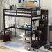 Twin Size Loft Bed w/ Storage Staircase and Built-in Desk Storage Bed
