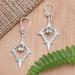 Green Beauty,'Sterling Silver Dangle Earrings with Pear Peridot Stones'