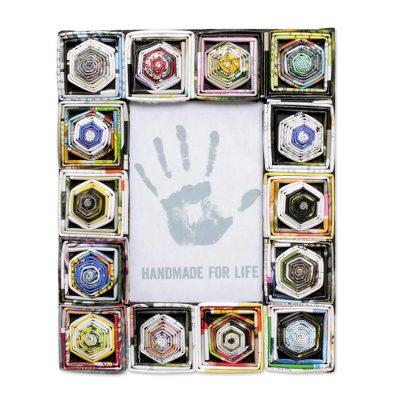 Rising Temples,'4x6 Recycled Paper Multicolored Photo Frame from Bali'