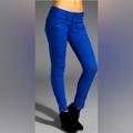 Free People Jeans | Free People Women’s Skinny Moto Cargo Jeans Size 27 Royal Blue Low Rise | Color: Blue | Size: 27