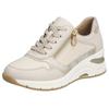 Sneaker RIEKER, Damen, Gr. 40, beige (hellbeige), Leder, Lederimitat, casual, Schuhe, mit seitlichem Reißverschluss,Freizeitschuh,Schnürschuh, schmale Form