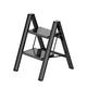 Ladnamy 2 Step Ladder, Aluminium Folding Ladder, Small Kitchen Step Stool with Anti Slip & Wider Treads, Portable & Lightweight, Maximum Load 330Ibs, Indoor/Outdoor Household Ladder (Black)