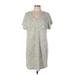 Antistar Casual Dress - Shift V-Neck Short sleeves: Gray Dresses - Women's Size Large