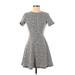 Aqua Casual Dress - A-Line Crew Neck Short sleeves: Gray Marled Dresses - Women's Size X-Small
