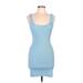 Zara Casual Dress - Bodycon Scoop Neck Sleeveless: Blue Print Dresses - Women's Size Large