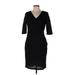 Signature by Robbie Bee Casual Dress - Sheath V Neck 3/4 sleeves: Black Print Dresses - Women's Size 10