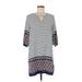 Mia + Tess Casual Dress - Shift: Gray Print Dresses - Women's Size Medium